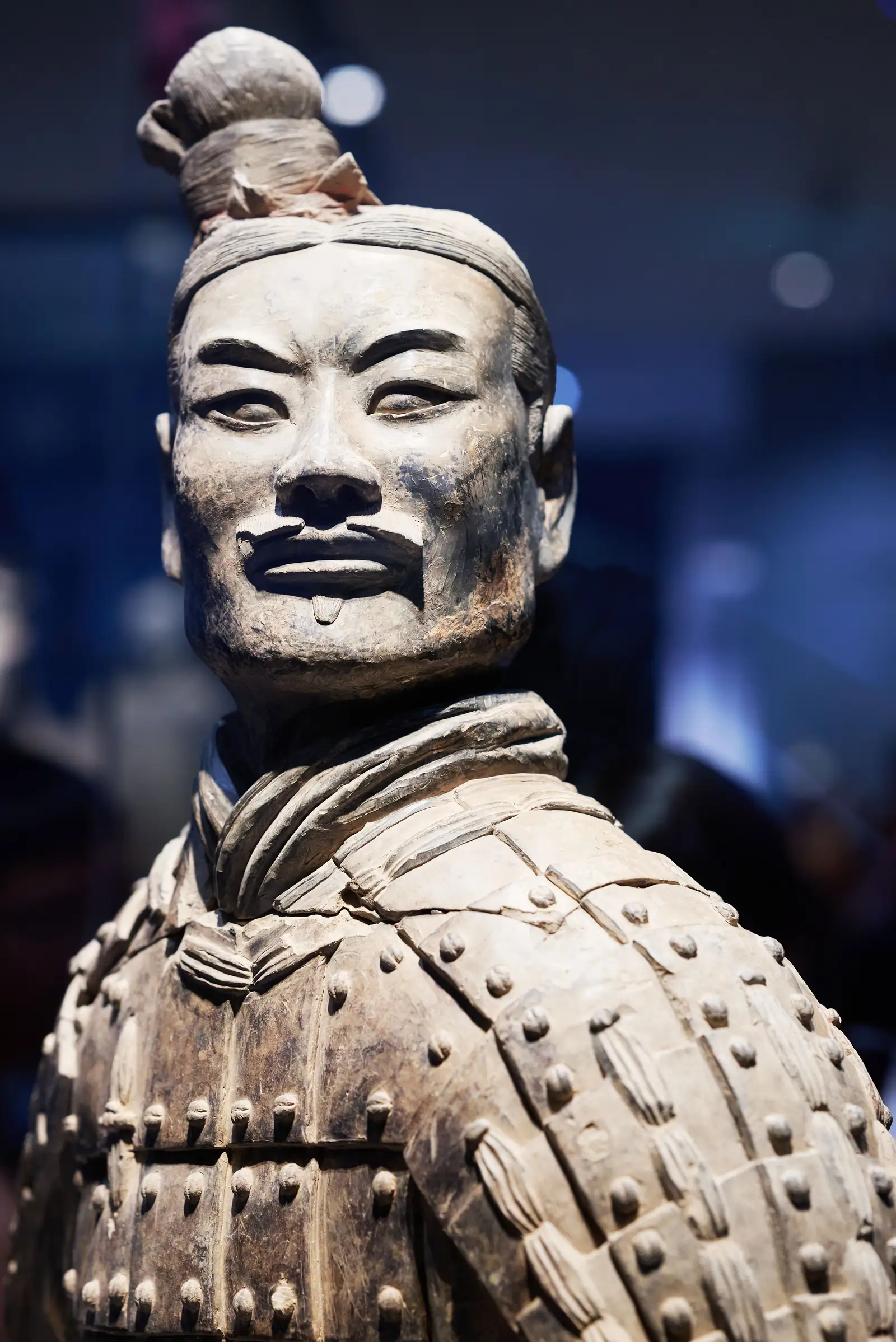 Close view of a terracotta warrior